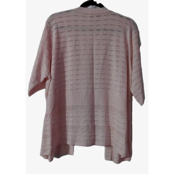 Christopher Banks Ladies Open Front Cardigan Size 3X Short Sleeve Loose Knit - Picture 2 of 7